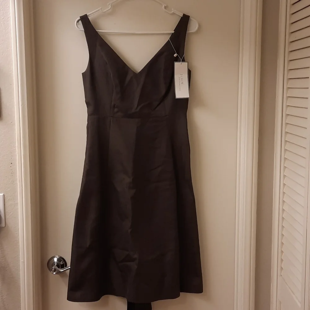 NWT, J. Crew Special Occasion Espresso Sleeveless Dress